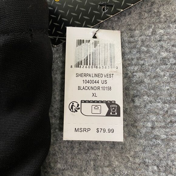 CAT Caterpillar Sherpa Lined Canvas Vest Adult X-Large Black Outdoor Workwear - Picture 8 of 16